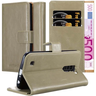 Afbeelding van Cadorabo Hoesje geschikt voor LG K10 2016 in CAPPUCCINO BRUIN Beschermhoes met magnetische sluiting, standfunctie en kaartvakje Book Case Cover Etui