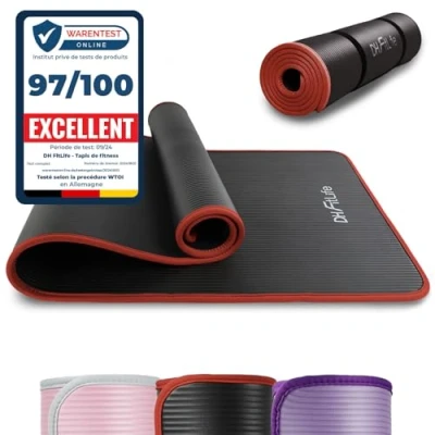 Afbeelding van DH FitLife Trainingsmat, fitnessmat, sportmat, 183 x 61 1 cm, extra scheurvast, yogamat, antislip en dik, workout mat (paars)