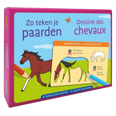 Afbeelding van Uitgeverij deltas tekensjablonen paarden 12st