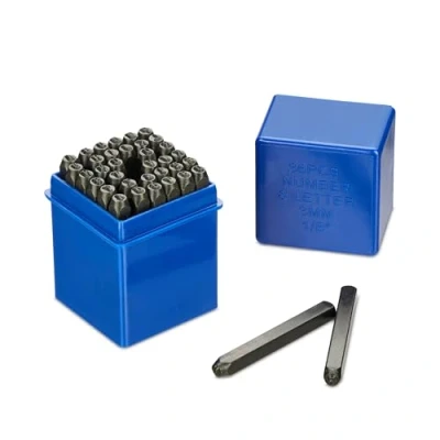 Afbeelding van Relaxdays slagletters 36 delige set slagcijfers 3 mm A Z &amp; 0 9 slagstempels metaal