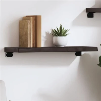 Afbeelding van Wandschap 60x20x4 cm behandeld massief eikenhout donkergrijs