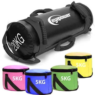 Afbeelding van 5 20 kg Power Bag 20x60cm Gewicht Zandzak Sandbag Zwart