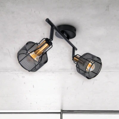 Afbeelding van Plafondlamp Foro, 2 lamps, zwart/goud
