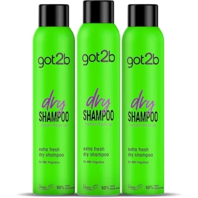 Image de Got2b Shampooing sec extra frais 3 pièces de 200 ml (600 ml) Rafraîchit vos cheveux instantanément Une journée fraîcheur supplémentaire pour