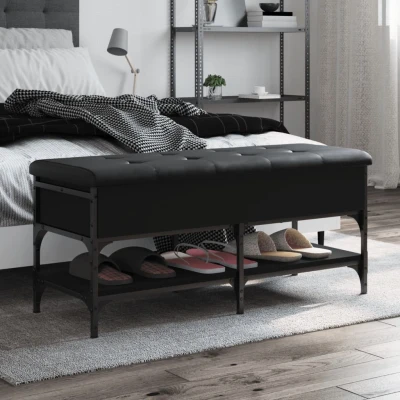 Afbeelding van Schoenenbank 102x42x45 cm bewerkt hout zwart