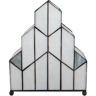 Afbeelding van LumiLamp Tiffany Tafellamp 30x4x25 cm Wit Glas Bureaulamp