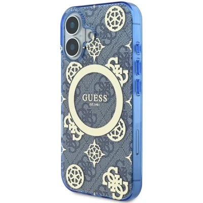 Afbeelding van Guess iPhone 16 Backcover hoesje Magsafe PU 4G Blauw