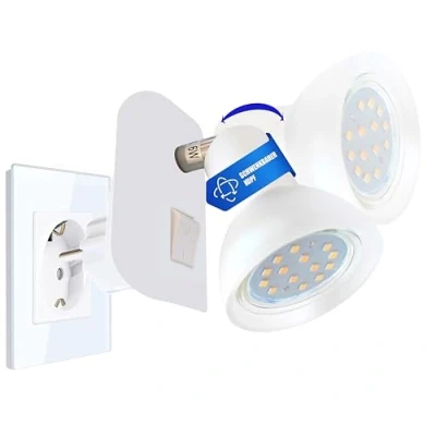 Afbeelding van Trango LED Stekkerlamp 11 046 *CALI* in wit mat met glazen kap incl. 1x GU10 lamp 3000K warm &amp; tuimelschakelaar Leeslamp, keukenlamp, fittinglamp, wandlamp