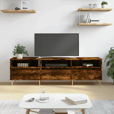 Afbeelding van Tv meubel 150x30x44,5 cm bewerkt hout gerookt eikenkleurig