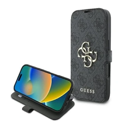 Afbeelding van Guess GUBKP16S4GMGGR iPhone 16 6.1&quot; zwart/zwart boek 4G metalen logo
