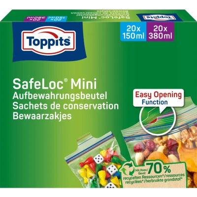 Afbeelding van 12x Toppits Safeloc Mini Zip Zakjes 40 stuks