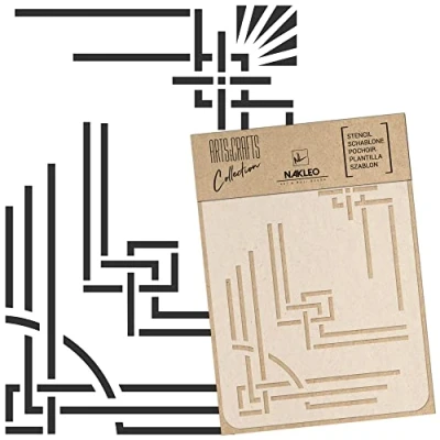 Afbeelding van NAKLEO Doe het zelf herbruikbaar kunststof sjabloon Art Deco Lijsten Grenzen 1 Handwerk Muurschildering Model Scrapbooking Decoupage Stof meubels hout (21 x 30 cm)