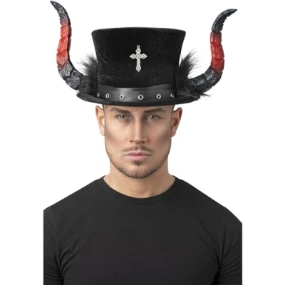 Afbeelding van Smiffys Deluxe Devil Kostuum Hoed Zwart/Rood