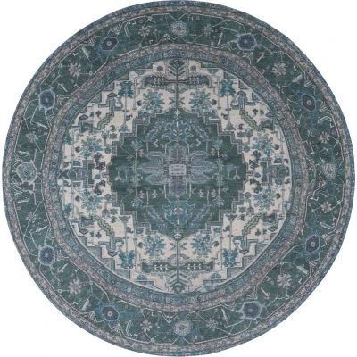 Afbeelding van Veer Carpets Vloerkleed Heris Green 10 Rond ø120 cm