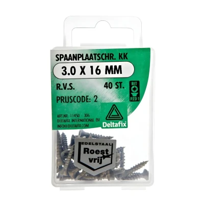 Afbeelding van Spaanplaatschroeven Platkop Pozidriv RVS 3.0x16mm
