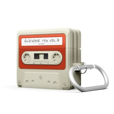 Afbeelding van elago Cassettehoes compatibel met AirPods 4e generatie, 4 hoes, inclusief karabijnhaak, ondersteunt draadloos opladen, schokbestendig, volledige bescherming