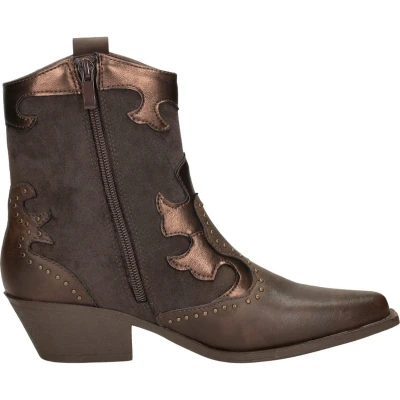 Afbeelding van SUB55 Cowboy/Bikerlaarsjes, Dames, Maat: 39, Donkerbruin Imitatieleer/ textiel