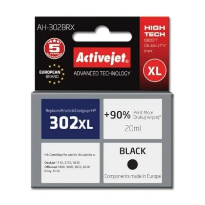 Afbeelding van Activejet AH 302BRX inkt (vervanging voor HP 302XL F6U68AE; Premium; 20 ml; zwart)
