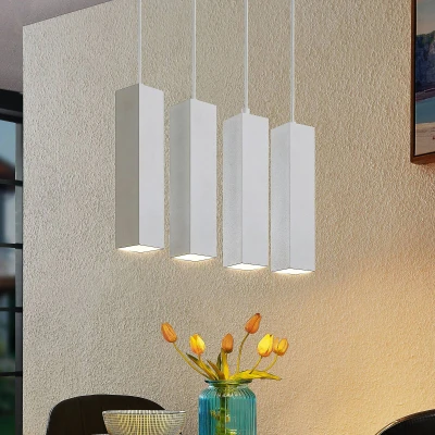 Afbeelding van PRIOS hanglamp 4lichts metaal, aluminium H: 25 cm GU10 zandwit