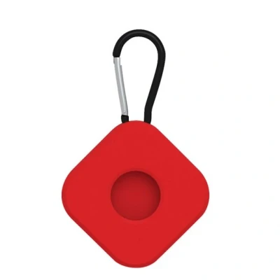 Afbeelding van AirTag case square series siliconen sleutelhanger met ring rood
