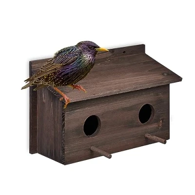 Afbeelding van Relaxdays nestkast spreeuwen hout vogelhuis hangend invliegopening 5 cm zitstok