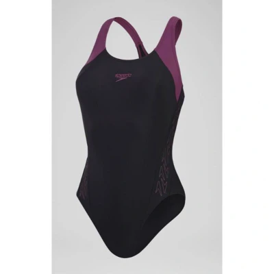 Afbeelding van Speedo Womens Hyperboom Splice Racerback Badpak, Dames, Maat: 42, Black/plum dandy