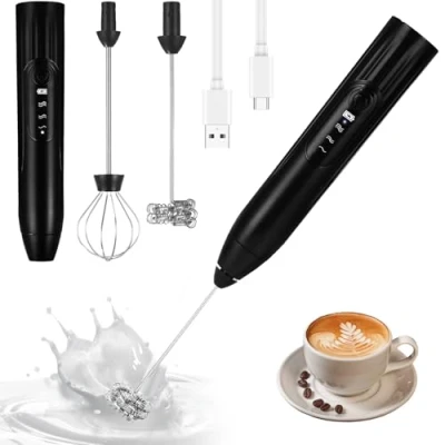 Afbeelding van Hixava USB oplaadbare melkopschuimer 3 snelheden elektrische garde voor koffie, latte, cappuccino, eieren