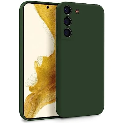 Afbeelding van MyGadget Beschermhoes van siliconen, compatibel met Samsung Galaxy S22, zachte en soepele hoes TPU, microvezelvoering, extra dun licht, olijfgroen