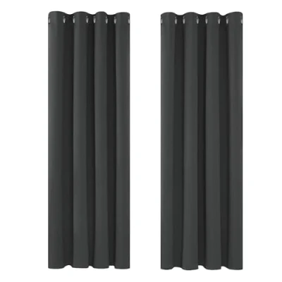 Afbeelding van Deconovo Thermo isolerende verduisteringsgordijnen, voor woonkamer en slaapkamer, modern design met oogjes, 117 x 183 cm (breedte hoogte), donkergrijs, 2 stuks