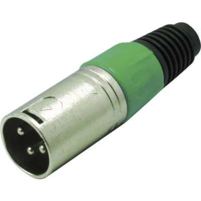 Afbeelding van XLR 3 pins (m) connector met plastic trekontlasting grijs/groen