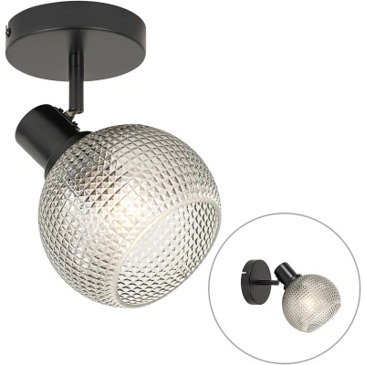 Afbeelding van QAZQA chico Design Wand en Plafondspot Spotje Opbouwspot 1 lichts L 15 cm Zwart Woonkamer Slaapkamer Keuken