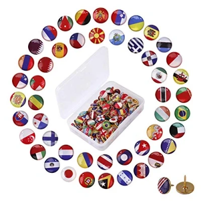 Afbeelding van 100 stuks nationale vlag priknaalden landkaart prikbord kaart kantoor