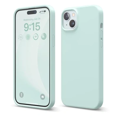 Afbeelding van elago Liquid siliconen hoesje compatibel met iPhone 15 Plus, hoogwaardige kwaliteit, integraal beschermend omhulsel [4 laags schokbestendige structuur], zachte anti kras microvezel voering (Aquatic