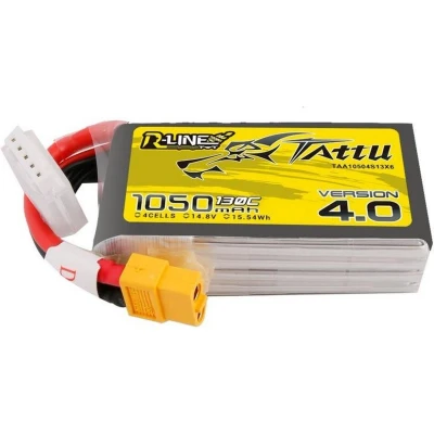Afbeelding van Tattu LiPo accupack 14.8 V 1050 mAh Aantal cellen: 4 130 C Block XT60