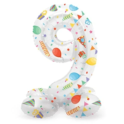 Afbeelding van Folat Staande folieballon Cijfer 9 Joyful Party 72 cm