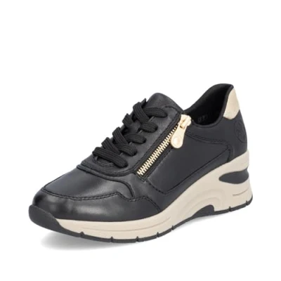 Afbeelding van Rieker LAAG Sneakers laag, Dames, Maat: 42, Zwart Leer/ synthetisch