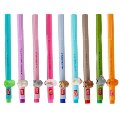 Afbeelding van LEGAMI Lovely Friends Gelpen, 9 stuks, decoratieve dieren, afneembaar en opnieuw combineerbaar, voorkomt rollen, 0,5 mm fijne punt, verschillende inktkleuren