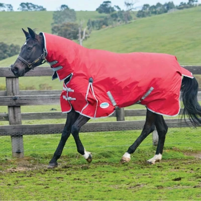 Afbeelding van Weatherbeeta Winterdeken Comfitec Classic Combo Neck Medium/Lite Red/Zilver/Navy 85/130