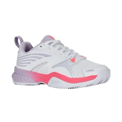 Afbeelding van K SWISS Speedex CLAY Tennisschoenen voor kleibanen, Dames, Maat: 37.5, White/orchid petal/neon blaze Leer en textiel