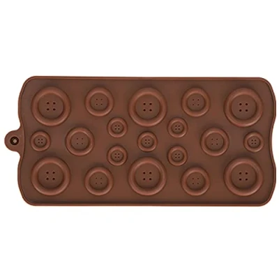 Afbeelding van Knop Vorm Chocoladevorm, Siliconen Cake Decoratie IJsblokjesvorm DIY Fondant Snoep Chocolade Gumpaste, Taart Randdecoratie Bakgereedschap, Bruin