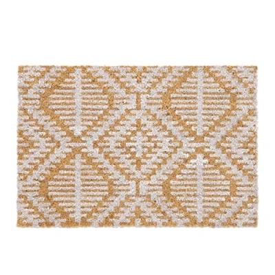 Afbeelding van Relaxdays Geometrische deurmat van kokosvezel, 40 x 60 cm, voor binnen en buiten, antislip, natuurlijk wit