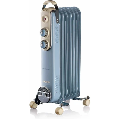 Afbeelding van Ariete Elektrische Kachel Retro Verwarming Olieradiator Radiator 7 Vinnen (1500 Watt) Vintage Blauw