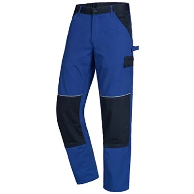 Afbeelding van ACE Handyman lange werkbroek voor heren, met kniezakken en rekbare riem, licht ademend, Blauw