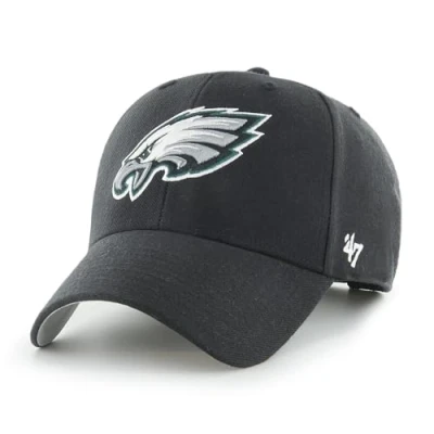 Afbeelding van &#039;47 NFL Philadelphia Eagles MVP Uniseks baseballpet met verstelbare klittenbandsluiting, één maat, teamlogo, kleur zwart, zwart., Eén maat
