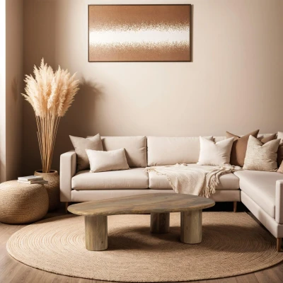 Afbeelding van Zita Home Organisch ovale Salontafel 120 cm Mango Massief Hout