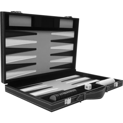 Afbeelding van Backgammon 15&quot; grijs / zwart wit gestikt