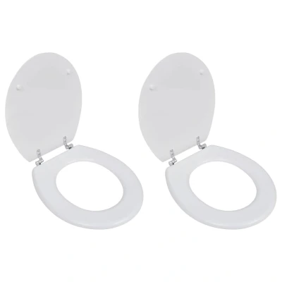Afbeelding van Toiletbrillen met deksels 2 st MDF wit
