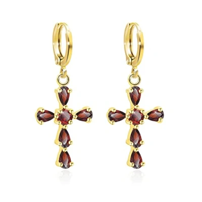Afbeelding van KristLand Elegante en sexy kruis oorbellen gothic zirkonia met 18 karaat witgoud verguld voor dames,