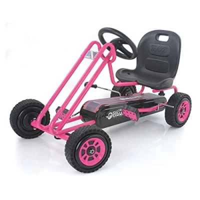 Afbeelding van Hauck Lightning Go Kart kindervoertuig met rubberen profiel, handrem voor de twee achterwielen, 3 voudig verstelbare schelpstoel, roze