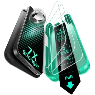 Afbeelding van ESR Glasfolie voor iPhone 16 Pro Max, 9H gehard glas, geen luchtbellen en stof, bescherming van militaire kwaliteit, duurzaam met eenvoudig installatiegereedschap, 3 verpakkingen